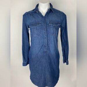 White House Black Market Denim Shirt Dress Long Sleeve